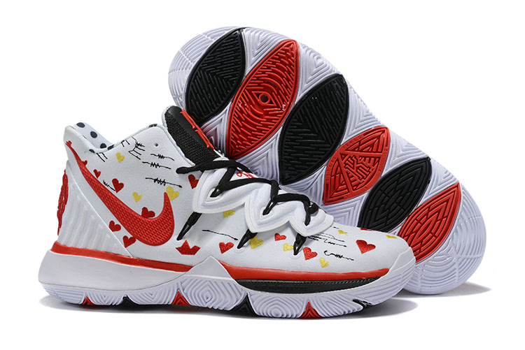 New Nike Kyrie 5 White Red Black Shoes